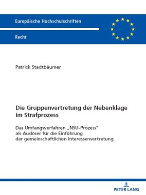 cover image of Die Gruppenvertretung der Nebenklage im Strafprozess